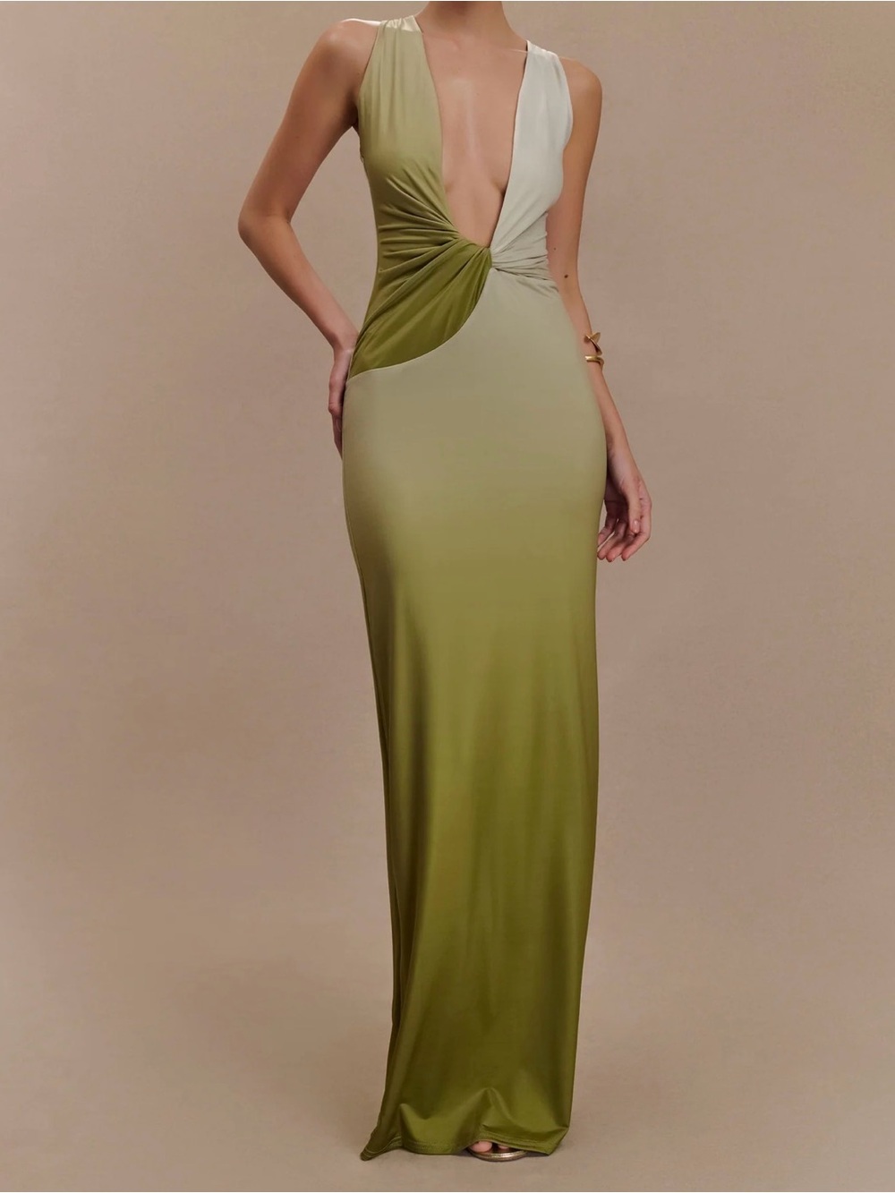 Stella
Draped Slinky Maxi Dress - Ombre Vintage Olive